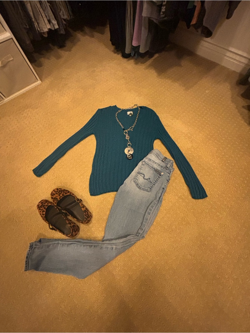 Women’s Chico's Teal Cable-Knit Sweater Sz 2